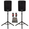 Podium Pro PP1502A Powered 15" PA DJ Speaker Pair with 12 Channel Mixer Stands and Cables