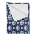 thumbnail image 2 of Blue Soft Flannel Fleece Throw Blanket, Checkered Pattern with Abstract Spring Blossoms Folkloric Holland Cultural Pattern, Cozy Plush for Indoor and Outdoor Use, 50" x 60", Blue White, by Ambesonne, 2 of 5