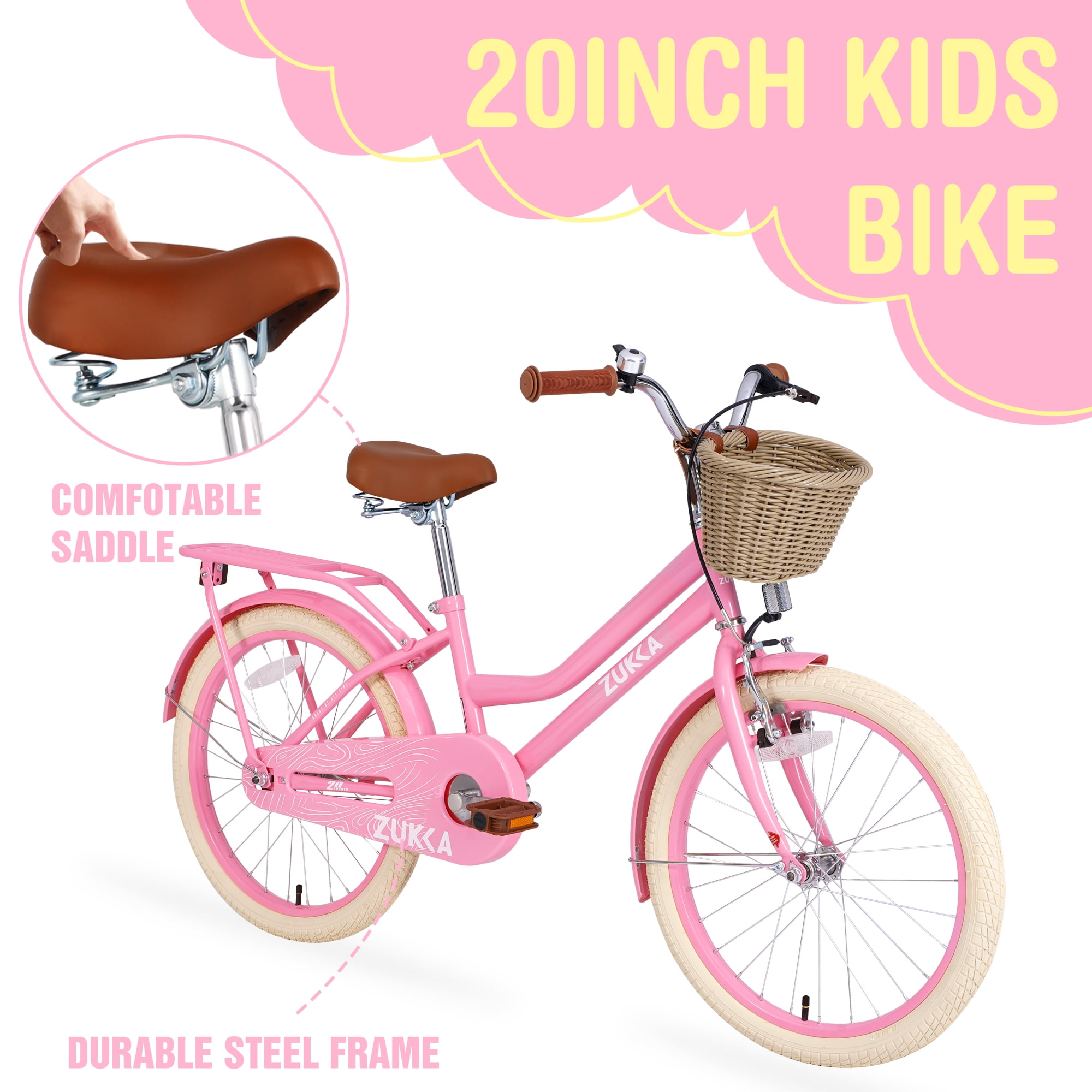 Ambifirner 20” Freestyle Fixed Gear Bike with Basket & V-Brakes Alloy Frame​​