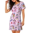 thumbnail image 2 of Fotbe Christmas Unicorns Bata de Dormir para Mujer con Estampado, Camisón de Algodón de Manga Corta, Ropa de Dormir Casual, 2 of 6
