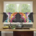 thumbnail image 4 of Yayeee Kitchen Curtains Tier Set of 2 Light Filtering 57"x24" Over Sink Window Panels, Colorful Black, 4 of 7
