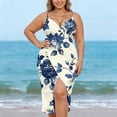 thumbnail image 7 of Nfurl Sarong Coverups for Women Trendy Floral Printed Spaghetti Strap Wrap Beach Cover ups Dress Plus Size Summer Swimsuit Coverups White XXL, 7 of 7