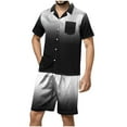 thumbnail image 4 of BSDJILFG Pajamas for Father's Day Men's Casual Lounge Sets Short Sleeve Lapel Button Down Blouse Turndown Button Comfy Breathable Soft Satin Silky Tops And Bermuda Shorts Loungewear Sleepwear, 4 of 5