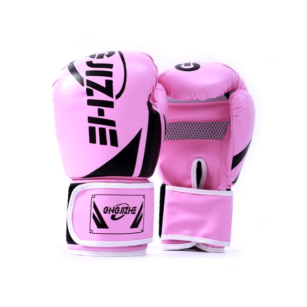 Wosthever 1 par de guantes de boxeo acolchados, práctica de entrenamiento para adultos, mitones transpirables ajustables, Protector de manos, Boxeo Rosa 10oz