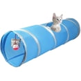 thumbnail image 1 of Túnel para gatos con juguetes - Túnel de juegos para animales pequeños - Plegable - Azul y blanco ER, 1 of 5