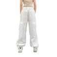 thumbnail image 4 of Liacowi Women Low Waist Baggy Cargo Pants Aesthetic Drawstring Loose Pocket Jogger Trousers Hippie Punk Streetwear, 4 of 5