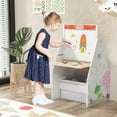 thumbnail image 4 of Costway Kids Table & Chair Set with Rotatable Double-sided Magnetic Blackboard & Whiteboard White, 4 of 10