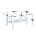 thumbnail image 4 of Veryke Modern Glass Coffee Table with Lower Shelf, Rectangle Center Table for Living Room, White, 4 of 7