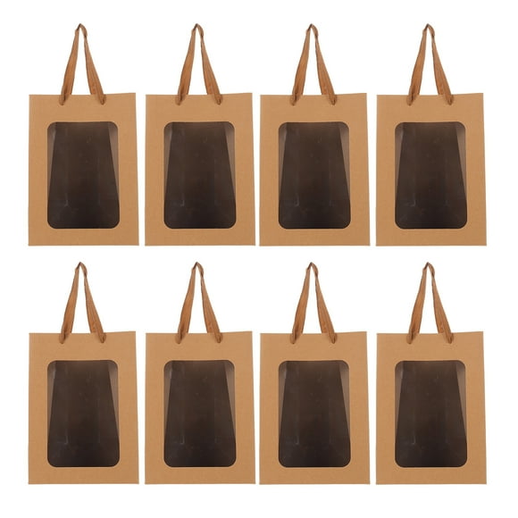 MOVTOTOP 10pcs Portable Gift Paper Bags Kraft Paper Candy Bags with Clear Window