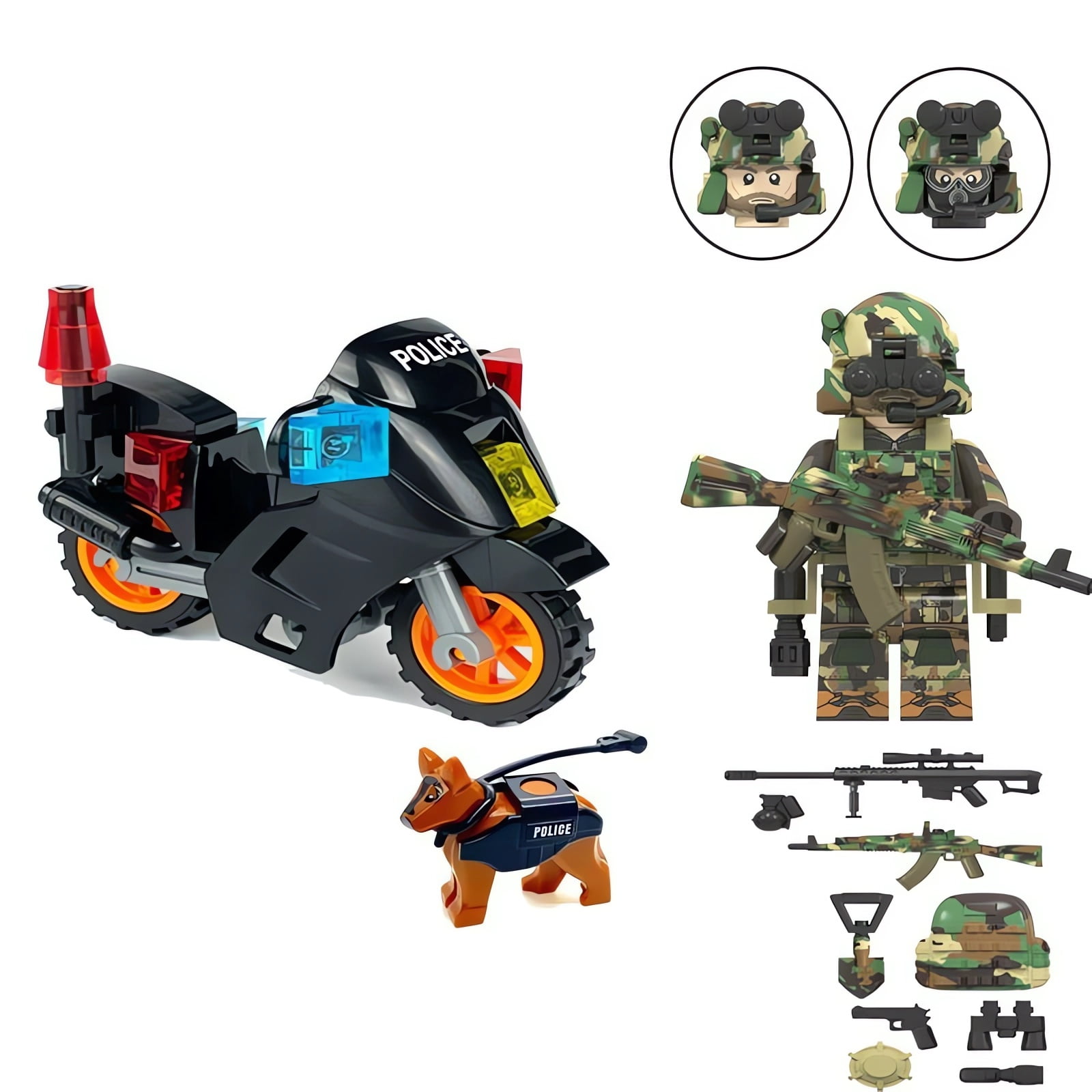 NWJ Building Blocks Toy - Special Forces SEAL Team Minifigure and Motorcycle Set, Perfect Children's Gift