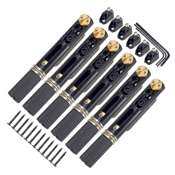 Puente de guitarra de metal de 6 cuerdas con cejuela y llave para guitarra eléctrica Negro