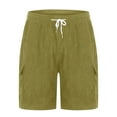thumbnail image 6 of ZRGHAOYLQ Mens Corduroy Cargo Shorts Casual Solid Color Pocket Shorts Lightweight Ripstop Cargo Shorts for Men,Fashion Streetwear Plus Size Drawstring Elastic Waist Pants, 6 of 7