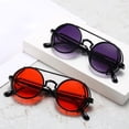 thumbnail image 2 of Metal Frame Sunglasses Round Hollow Out Design Fashion Eyewear for Men and Women with PC Lenses Gray Green for, 2 of 5