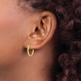 thumbnail image 3 of 14k Yellow Gold Diamond Cut Square Tube Endless Hoop Earrings Round, 3 of 8