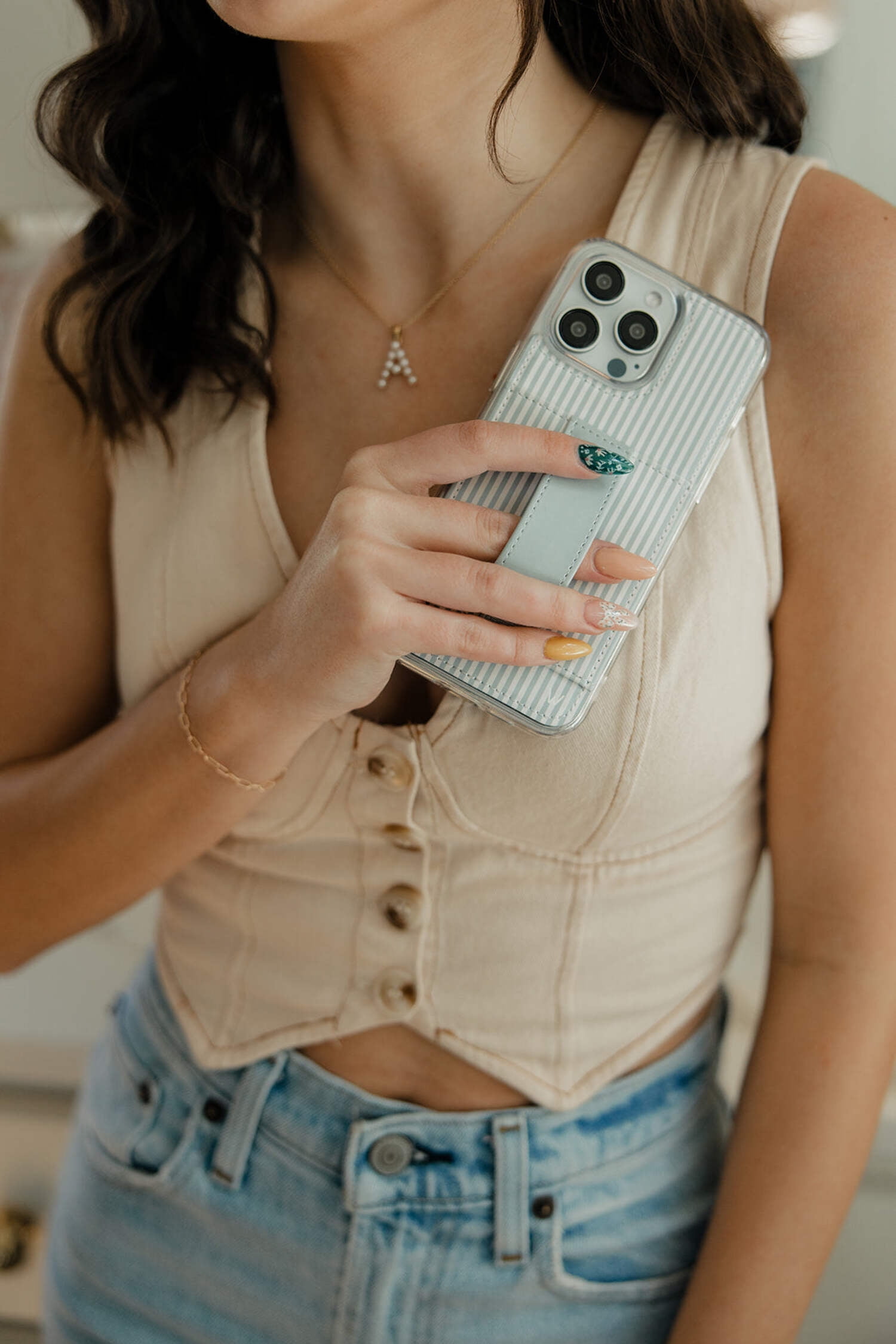 Walli Cases Cloud 9 by Brooklyn & Bailey for iPhone 16 Pro Max with Wallet, Kickstand, and Finger Strap
