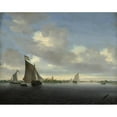 thumbnail image 2 of Jacob Salomonsz. van Ruysdael 14x12 Gold Ornate Wood Frame and Double Matted Museum Art Print Titled - Marine (1650), 2 of 4