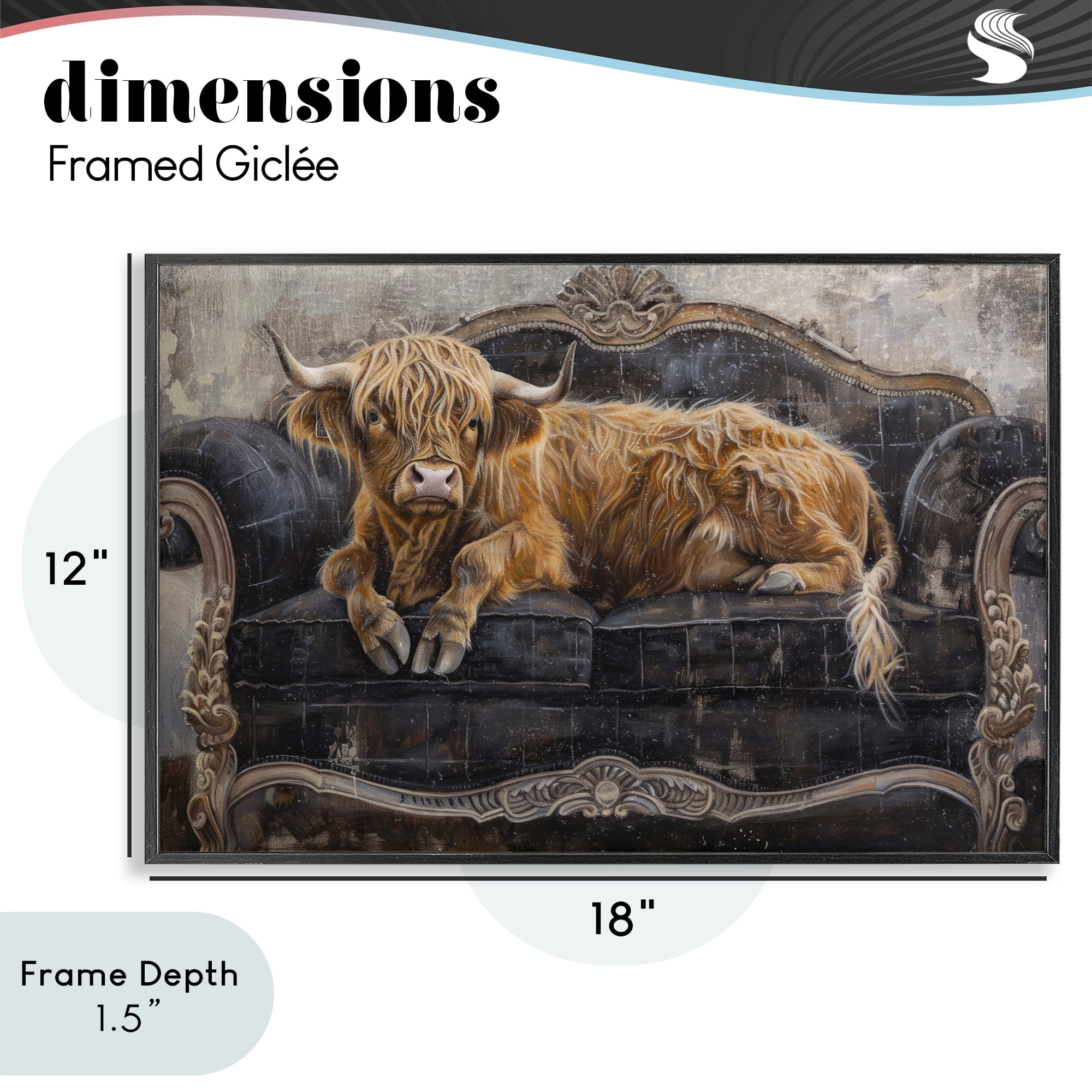 Stupell Industries Cozy Couch Highland Cow Black Framed Giclee Art, design by Tina LeCour