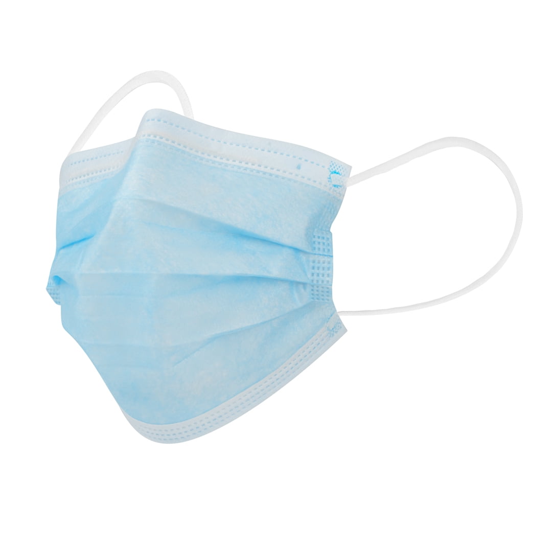 Clean Tek Blue Disposable Earloop Protective Face Mask - Level 2, 3-Layer Filtration - 7" x 3 3/4" - 2000 count box