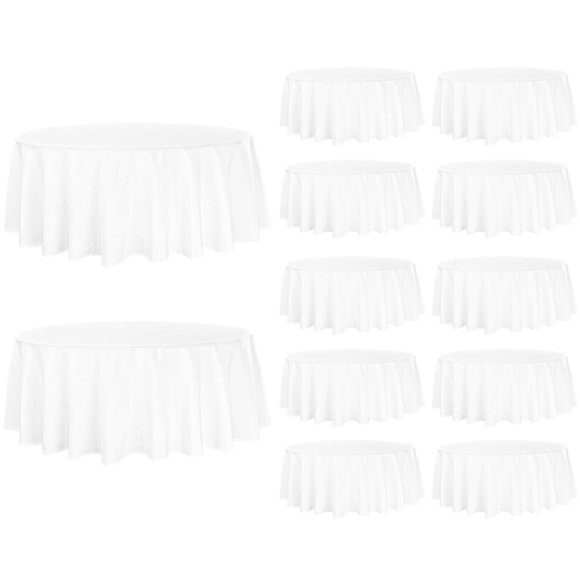 Mantel Fivenl de poliéster blanco, 229 cm, redondo (paquete de 12)