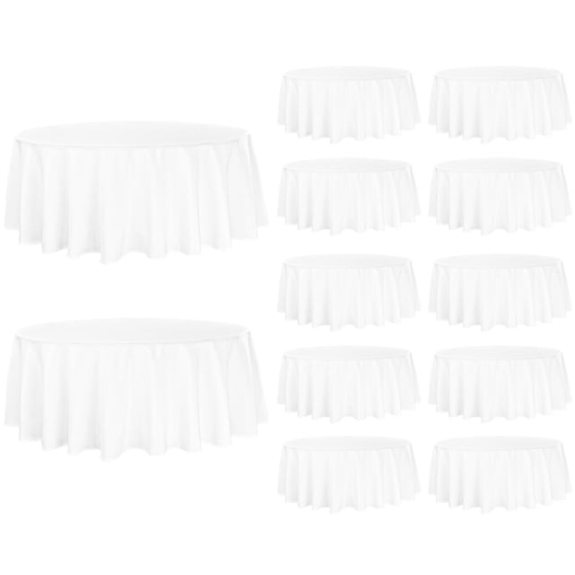 Mantel Fivenl de poliéster blanco, 229 cm, redondo (paquete de 12)