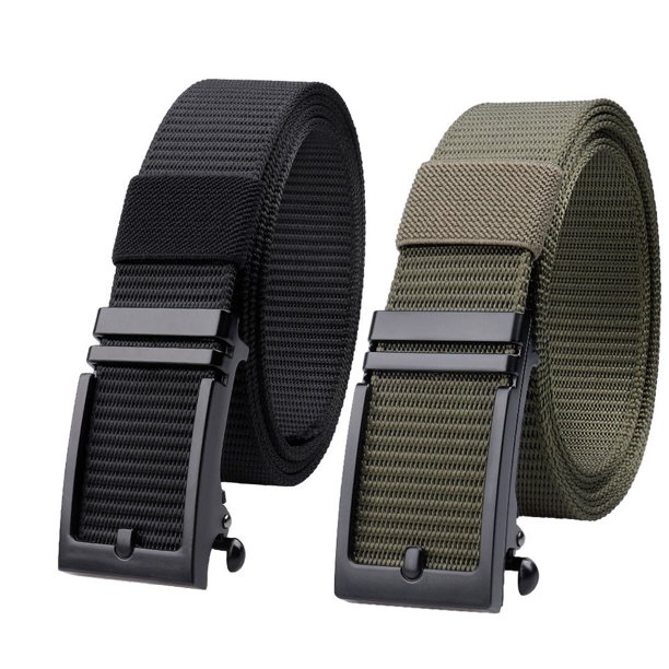 Cinturones para hombre Casual Paquete de 2 cinturones de golf, cinturón de trinquete de nailon, ajuste fácil de ajustar
