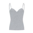 thumbnail image 4 of Hsovts Womens Built in Bra Tank Top Twist Front Adjustable Cami Shirts | Tank Tops with Built in Bras Women Summer Adjustable Spaghetti Strap Cami Shirt Twist Front Sleeveless Cami Tops Gray M, 4 of 6