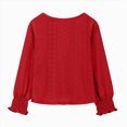 thumbnail image 4 of KPOPLK Striped Long Sleeve Shirt Girls Oversized Crewneck Fall Spring Drop Shoulder Vintage Tops Teen Girl Clothes Size 14-16 Years,Wine, 4 of 6
