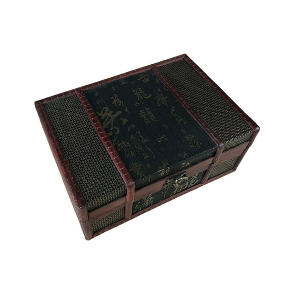 Vintage Wooden Book Box with Lock Handmade Wooden Jewelry Storage Box with Intricate Carvings for Vintage Lovers