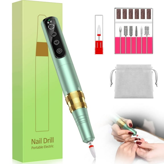 Portable Electric Nail Drill, Inbuty Professional Cordless Nail Drill Kit 35000 RPM Forward & Reverse Design Nail File Set for Acrylic Nails/DIY Manicure & Pedicure