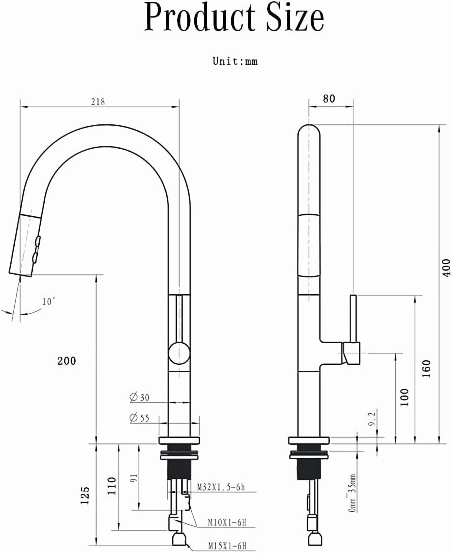 Kitchen Sink Faucet for Bar Farmhouse Commercial, Single Handle Pull Out Kitchen Tap, Swivel Degree Water Mixer Tap, Chrome Spring Button Nozzle Kitchen Faucets
