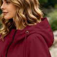 thumbnail image 6 of BRGZLK Long Rain Jacket for Women Zip Up Lightweight Waterproof Raincoat with Hood Outdoor Windbreaker Trench Coats with Pockets for Hiking Travel Wine S, 6 of 8