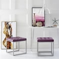 thumbnail image 2 of Posh Living Nolan Tufted Faux Leather Cube Ottoman with Metal Frame in Purple, 2 of 7