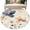 Blue Beige, variant on Round Rug 7Ft Washable Non-Slip, Spring Summer Wildflowers Circle Area Rugs for Living Room Bedroom, Farmhouse Retro Floral Botanical Indoor Floor Mats Carpet Runner for Home Decor Aesthetic