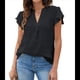 thumbnail image 1 of Blusa de Mujer con Cuello en V y Mangas con Volantes, Blusas Holgadas, Elegantes, Casuales, Lindas, para Verano Negro L, 1 of 9