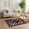 thumbnail image 3 of ODIKA 4'x6' Washable Area Rug Dice Graphic Funky Aesthetic Checkerboard Men Cartoon Alt Refined for Home Office, Under Desk, Non-Slip Chair-Friendly, Flatwoven, 3 of 7