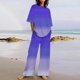 thumbnail image 2 of Conjunto Corto para las Mujeres Casual Suelto Encaje Casa Pantalones Impresos Y Blusa de Cuello Redondo de Dos Piezas, 2 of 5