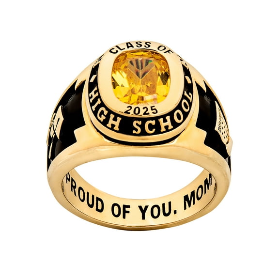 Order Now for 2025 Graduation, Freestyle Men's Cushion Birthstone Class Ring, Personalized, High School or College