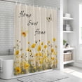 thumbnail image 5 of Home Sweet Home Bathroom Shower Curtains with Hooks, Watercolor Spring White Yellow Floral Butterfly Linen Texture Waterproof Fabric Washable Shower Curtain for Home Hotel Bathtub Decor 36x72 Inch, 5 of 8