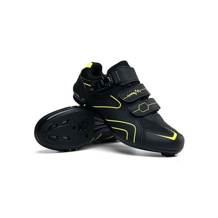 

Eloshman Mens Cycling Shoes Mountain Bike Shoe Compatible Sneakers Sports Non Slip Road Bicycle Sneaker Lightweight Black Yellow Road Sole 7