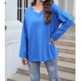 thumbnail image 6 of Women’s Oversized V-Neck Long Sleeve Tunic Top Loose Fit Solid Color Casual Blouse Comfy Pullover Fall Outfits Loose Fit T Shirt, 6 of 6