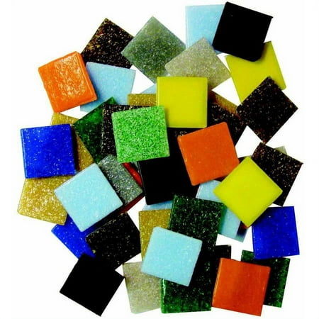Diamond Tech Glass Venetian Square Mosaic Tile, Multiple Sizes, Assorted Colors, 3 Pound Bag