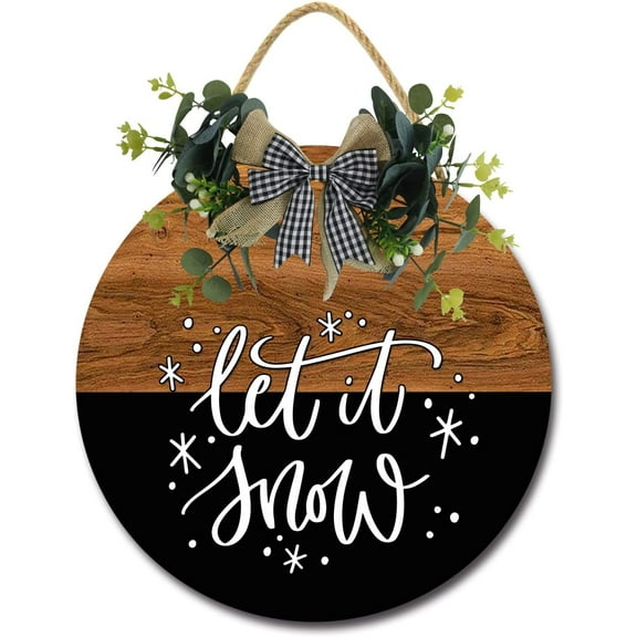 Eveokoki 12" Rustic Hanging Wooden Signs,Let It Snow Family Sign Rustic Wall Decor Indoor and Outdoor Decoration Farmhouse Primitive for Home Wall Sign Door