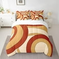 thumbnail image 2 of Homewish Abstract Circle Stripes Bedding Comforter Set 7 Pieces for Female Men Women,Retro Geometric Lines Full Bedding Set Lightweight,Minimalist Mid Century Fitted Sheet Flat Sheet, 2 of 8