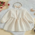 thumbnail image 3 of Kids Girls Dress Set  Long Sleeve Fall A-line Dress + Bowknot Headband, 3 of 9