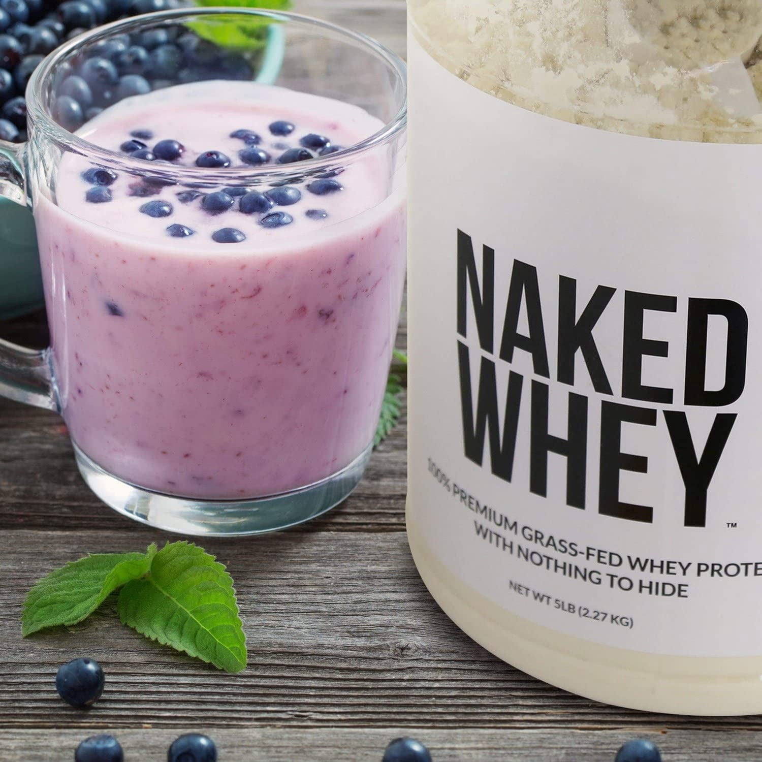 NAKED Strawberry Whey Protein - All Natural Grass Fed Whey Protein Powder + Dried Strawberries + Coconut Sugar- 5lb Bulk, GMO-Free, Soy Free, Gluten Free. Aid Muscle Growth & Recovery - 61 Servings
