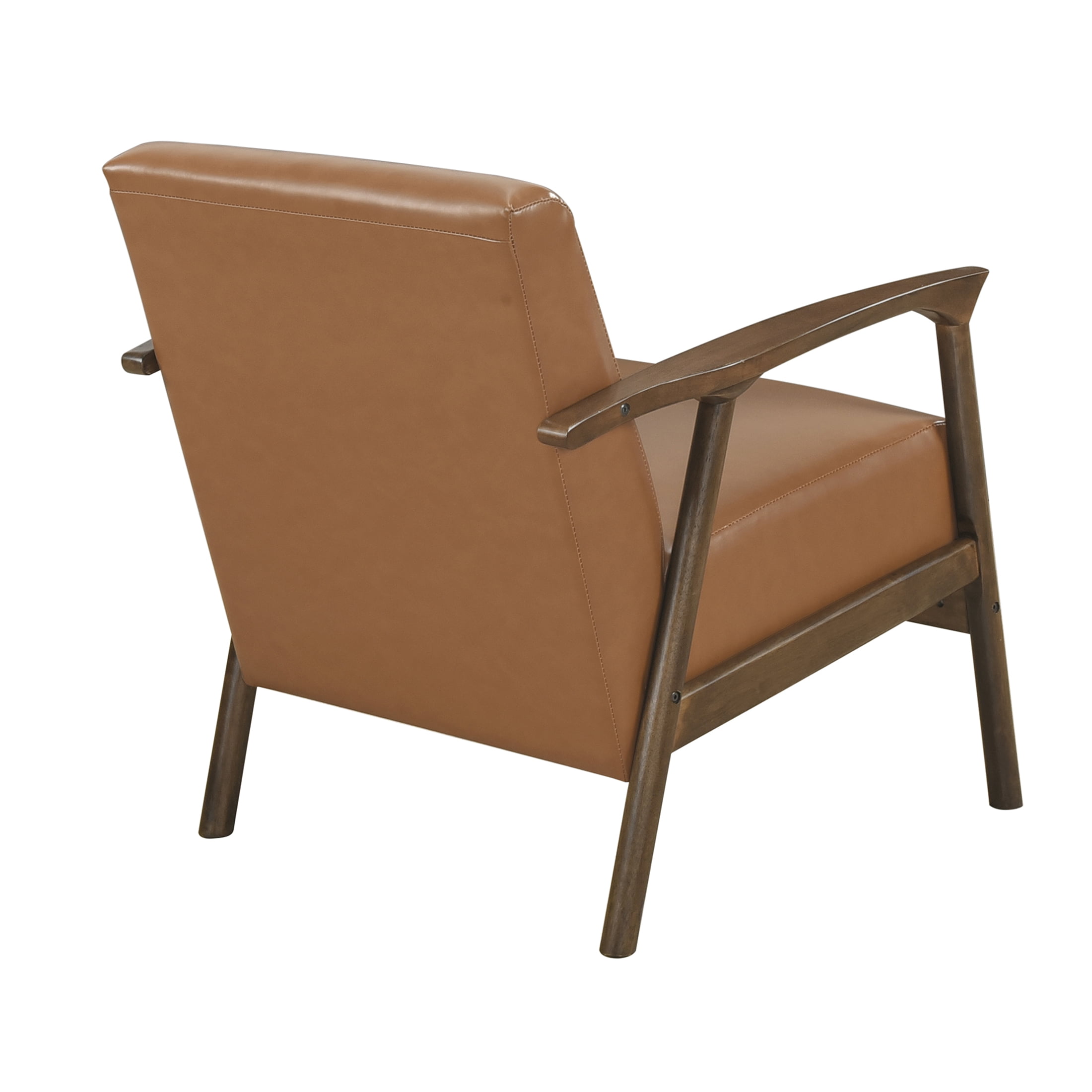 OakvillePark Tresthaven Wood Frame Faux Leather Accent Chair, Brown