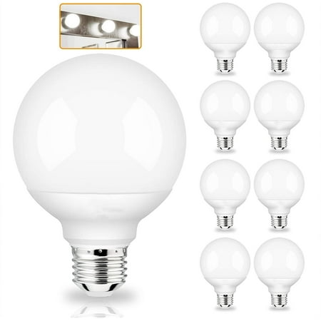 

G25 Globe Light Bulbs 8 Pack LED Vanity Light 5000K Daylight for Bathroom Vanity Makeup Mirror LED Bedroom Lights E26 Medium Screw Base 5W 60W Equivalent 500LM Non-dimmable