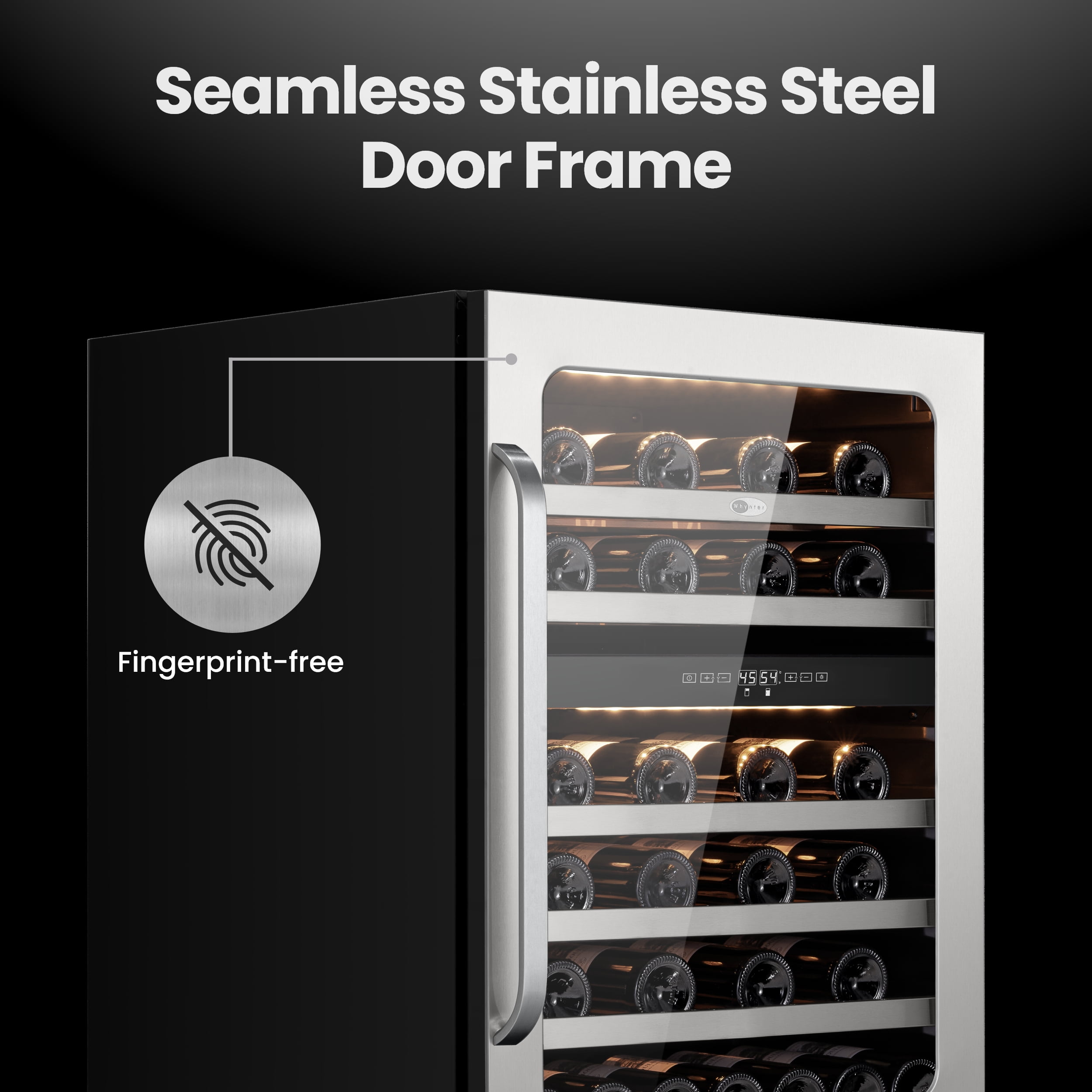 Whynter Dual Zone Wine Fridge:  24 inch 46 Bottles 40-65 °F Wine Refrigerator Glass Door,  Freestanding for Office/Bar