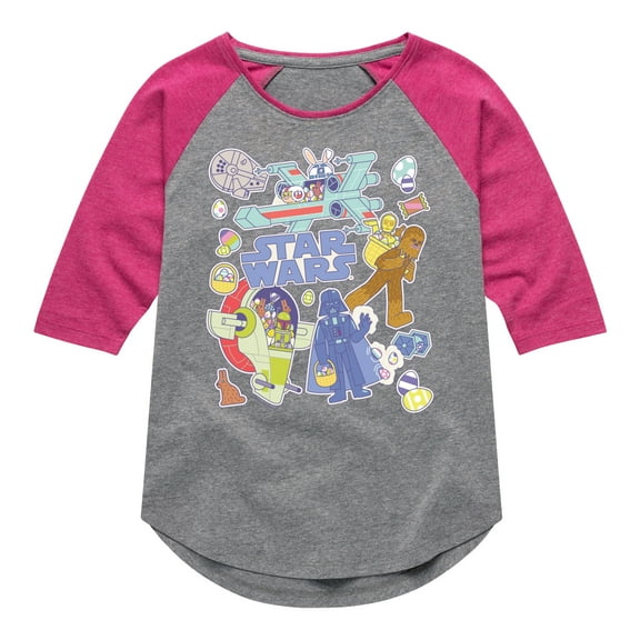 Star Wars - Easter Sticker - Toddler And Youth Girls Shirt Tail Raglan