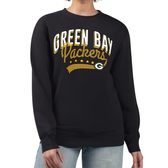 Women's G-III 4Her by Carl Banks Black Green Bay Packers Filigree Logo Graphic Fleece Pullover Sweatshirt